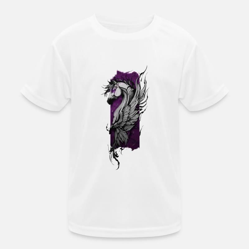 Celestial Harmony: Winged Horse - Kids Functional T-Shirt - white