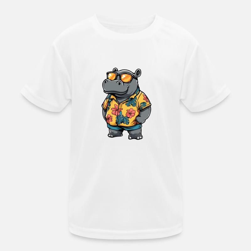 Nilpferd Comic Urlaub Kinder Funktions-T-Shirt