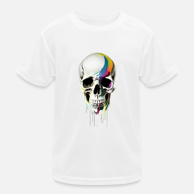 Skull with paint running down it Kids Functional T-Shirt