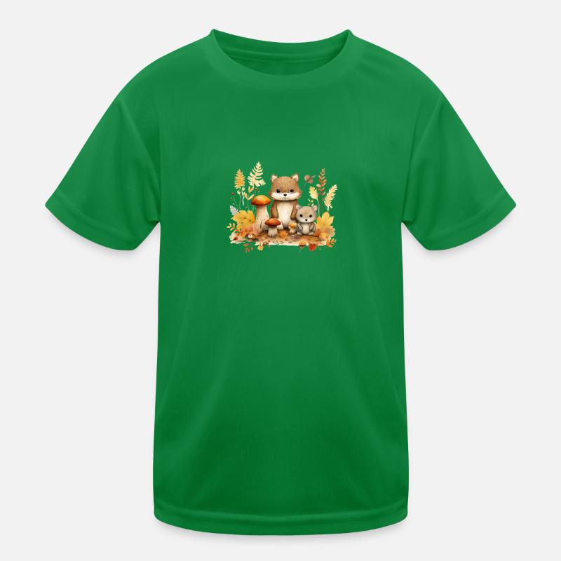 Herbstliche Waldtierfreunde: Pilze & Blätter Kind Kinder Funktions-T-Shirt