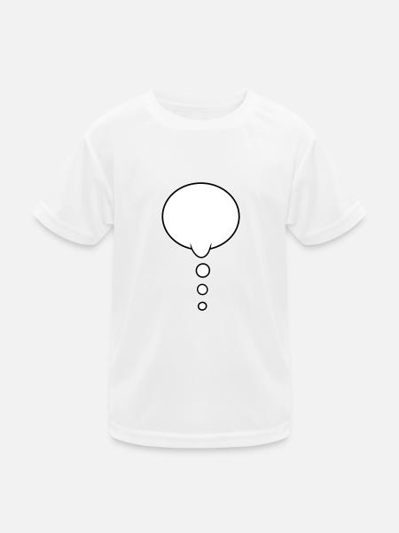 Denkblase Design - Kinder Funktions-T-Shirt - Weiß - Vorne