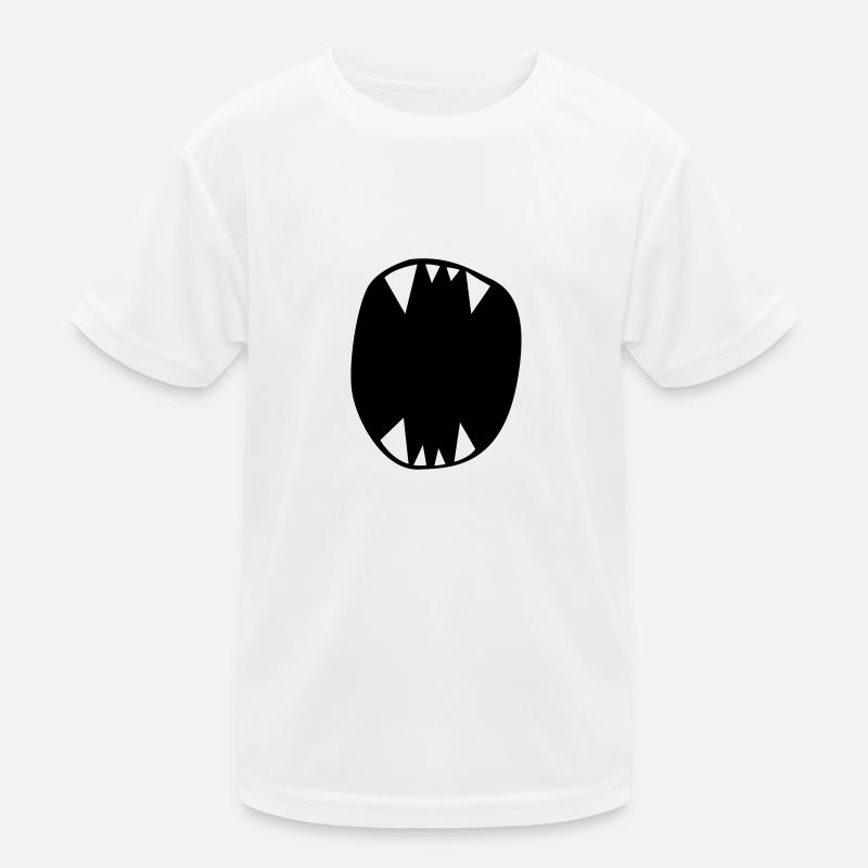 Monster Maul - Kinder Funktions-T-Shirt - Weiß