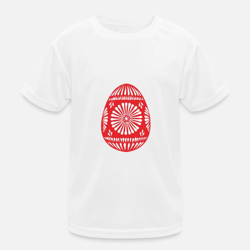 Rotes gemustertes Osterei Kinder Funktions-T-Shirt