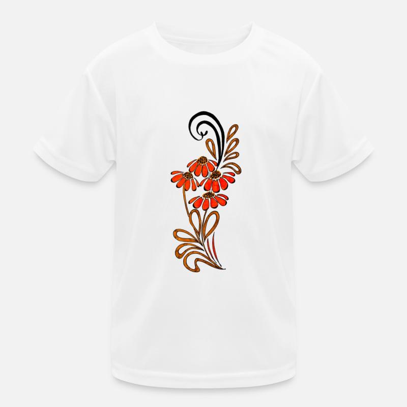 Fleur de Dahlia Oranger Tourbillon Design T-shirt sport Enfant