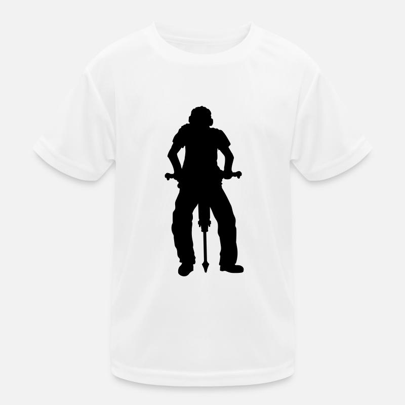 Construction worker Jackhammer Silhouette Kids Functional T-Shirt