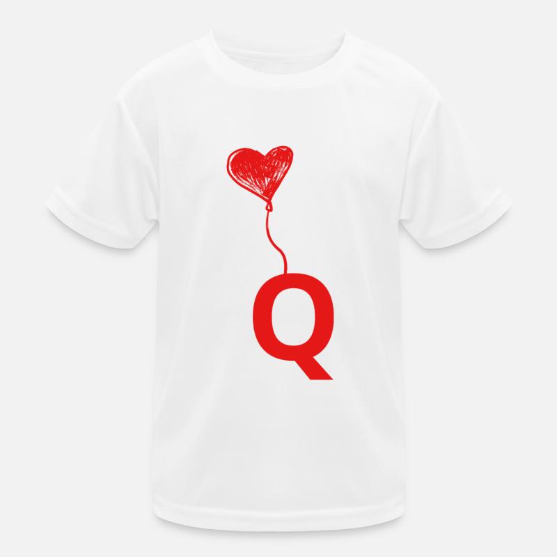 Buchstabe q Herz Kinder Funktions-T-Shirt