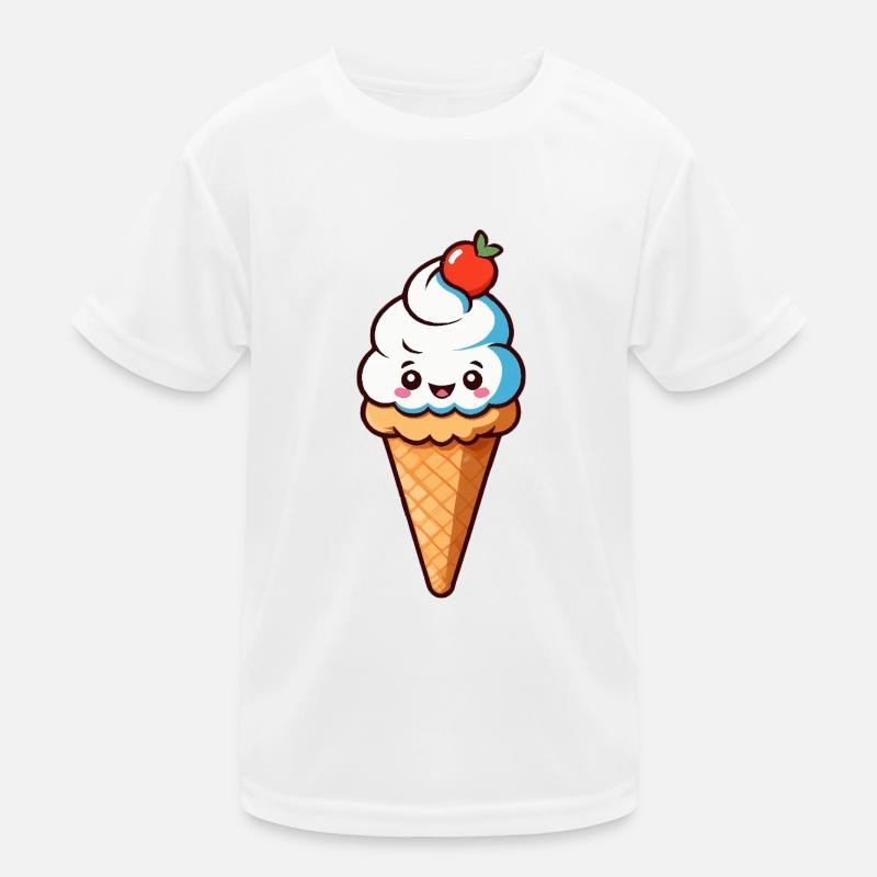 Cône crème Eis de dessin animé mignon avec un visage souriant T-shirt sport Enfant