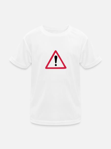 hazard warning sign warning - Kids Functional T-Shirt - white - Front