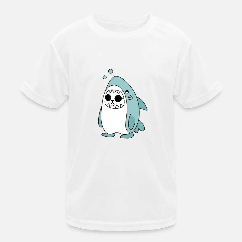 Katze im Haikostüm Kinder Funktions-T-Shirt