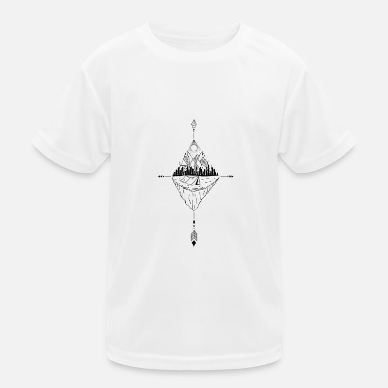 Camping between the mountains. Kids Functional T-Shirt