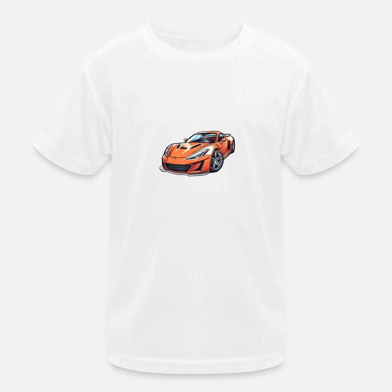 Flammender Sportwagen Kinder Funktions-T-Shirt