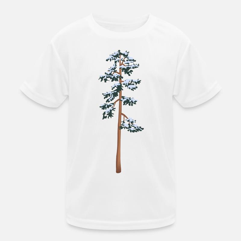 tall tree with snow Kids Functional T-Shirt