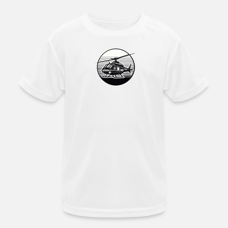 Helicopter in black and white Kids Functional T-Shirt