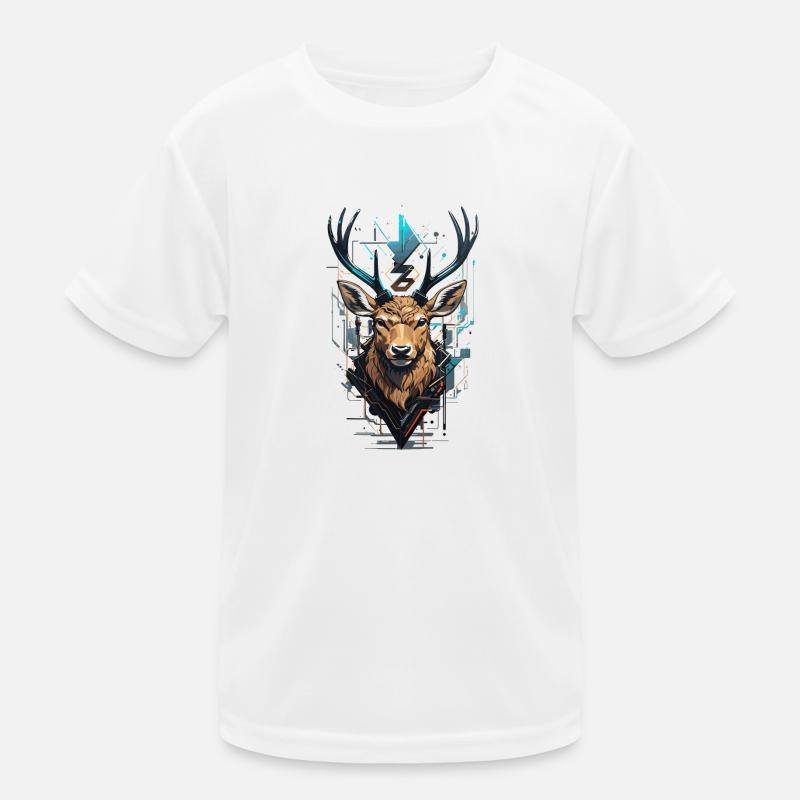 Hirschgeweih - Kinder Funktions-T-Shirt - Weiß