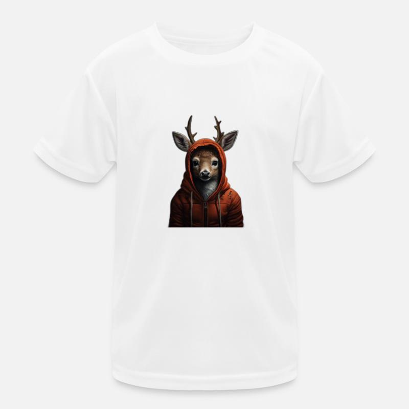 Junger Hirsch mit Hoodie Kinder Funktions-T-Shirt
