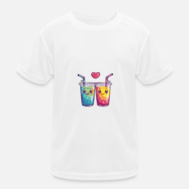 Soft Drink Couple Love Drink Heart Comic Kids Functional T-Shirt