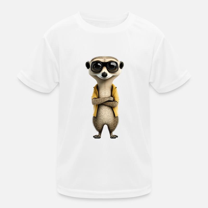Cooles Erdmännchen mit Sonnenbrille und Jacke Kinder Funktions-T-Shirt