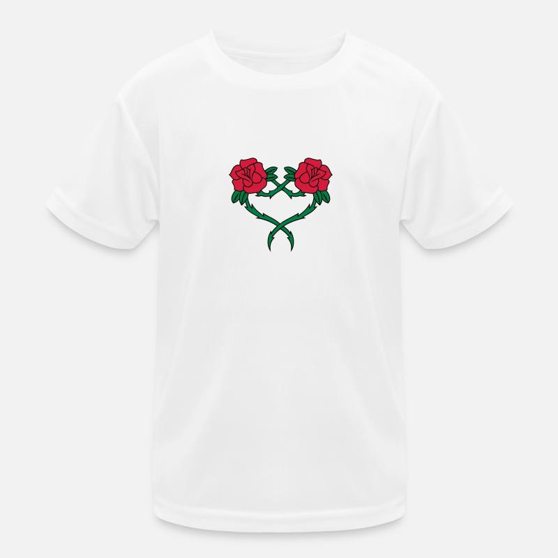 Rose Blumen-Herz-2 3c - Kinder Funktions-T-Shirt - Weiß