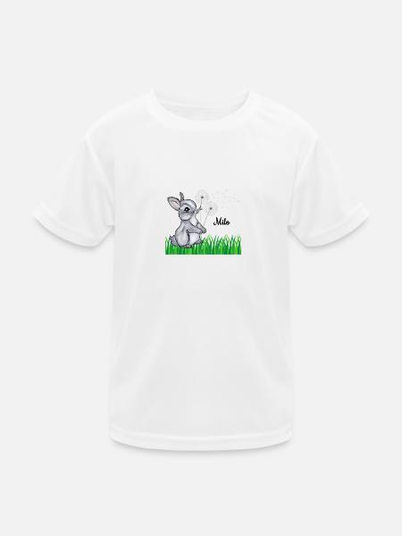 Rabbit Name Gift Milo - Kids Functional T-Shirt - white - Front
