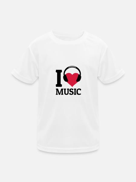 I love Music ik hou van muziek - Functioneel T-shirt voor kinderen - wit - Voor
