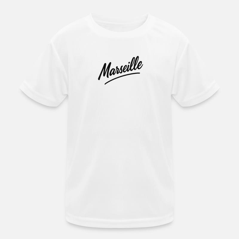 Marseille Script Schwung - Kinder Funktions-T-Shirt - Weiß
