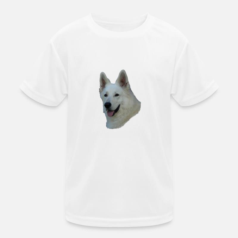 Weißer Schäferhundkopf Kinder Funktions-T-Shirt
