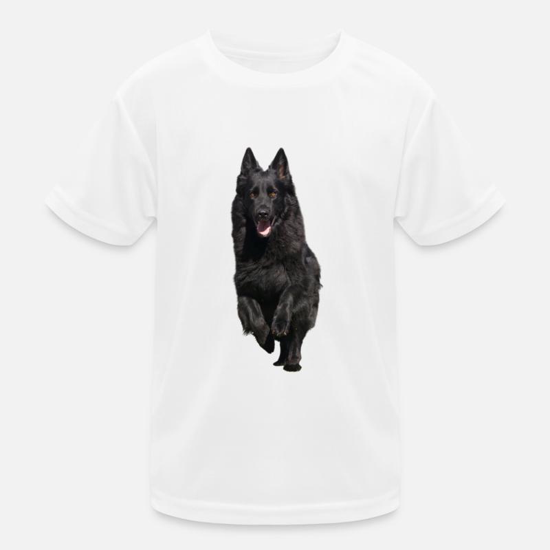 schwarzer Schäferhund Front Kinder Funktions-T-Shirt
