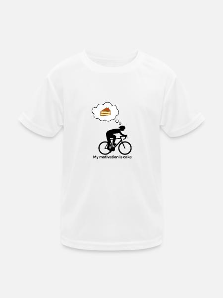 My motivation is cake - Kinder Funktions-T-Shirt - Weiß