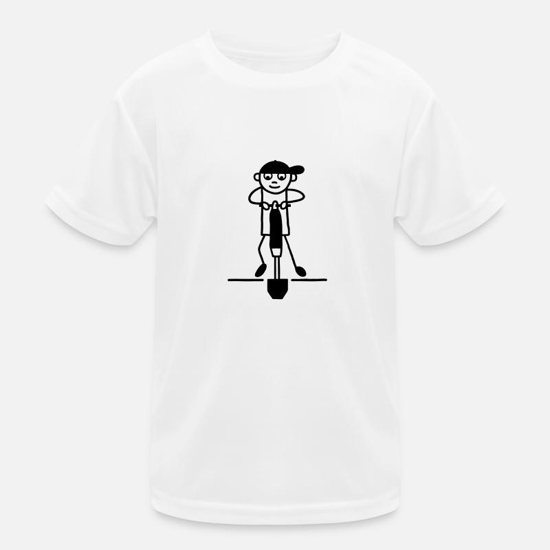 Straßenarbeiter mit Presslufthammer Kinder Funktions-T-Shirt
