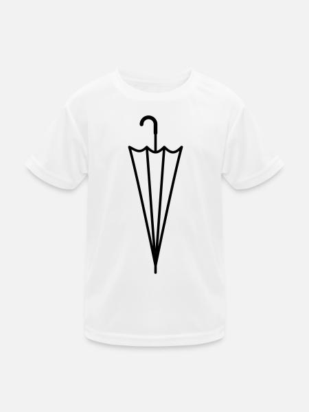Regenschirm geschlossener Regen Schirm Silhouette - Kinder Funktions-T-Shirt - Weiß - Vorne