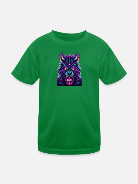 Neon Wolfsgeist - Kinder Funktions-T-Shirt - Kelly Green - Vorne