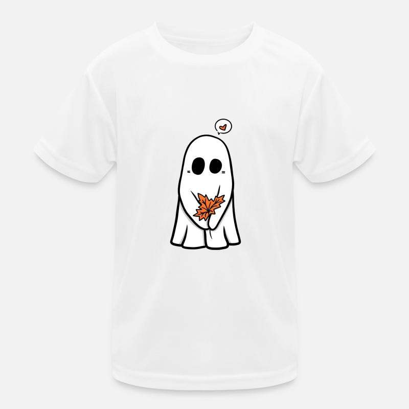 Halloween Geist mit einem Herbst Blatt Kinder Funktions-T-Shirt