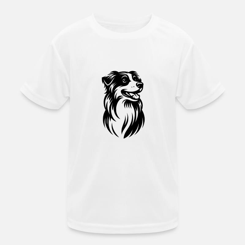 Fuzzy Australian Shepherd Dog Portrait Kids Functional T-Shirt