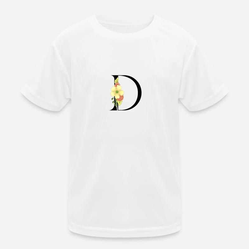 Eleganter Buchstabe 'D' mit Blumen Kinder Funktions-T-Shirt