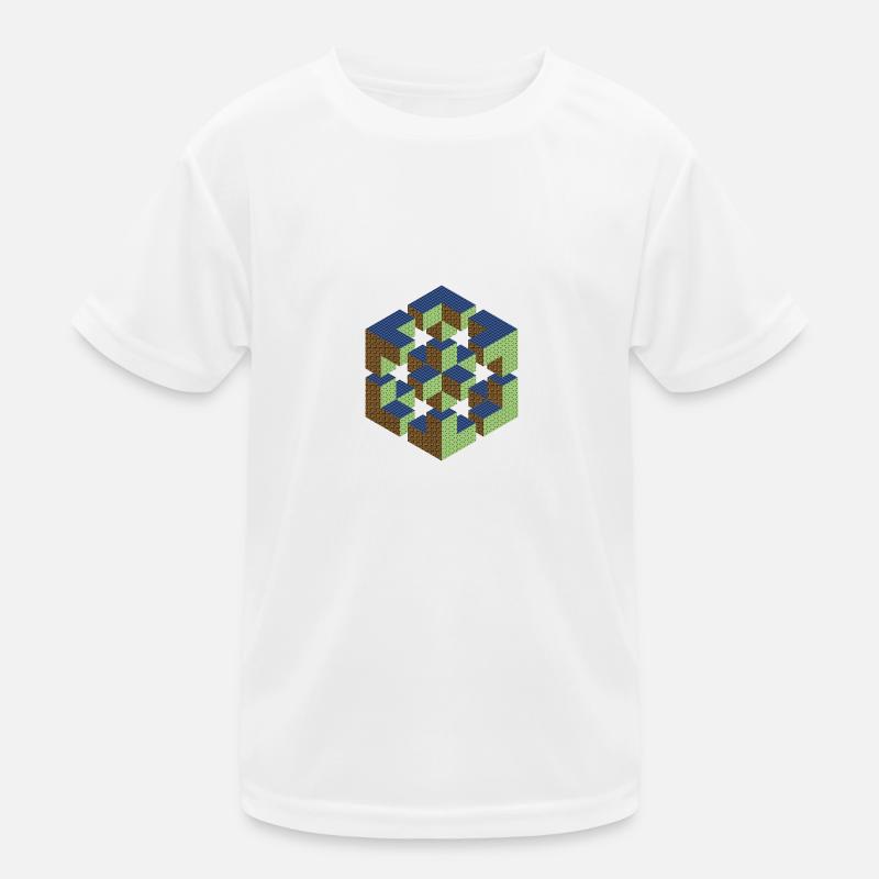 impossible figure Escher cube geometry fantasy Kids Functional T-Shirt