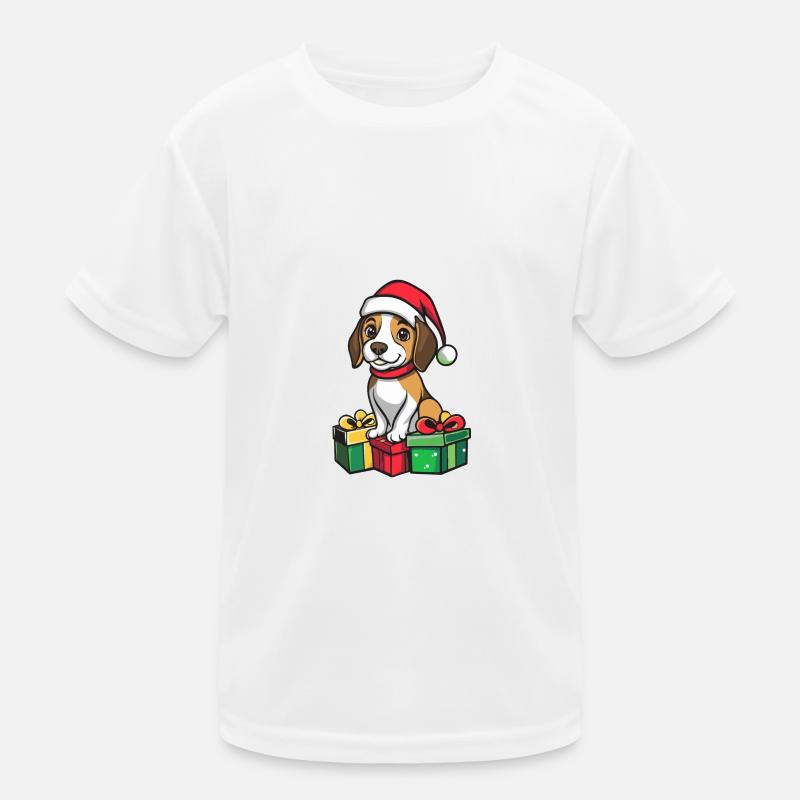 Beagle Hund Weihnachten Comic Geschenke Kinder Funktions-T-Shirt