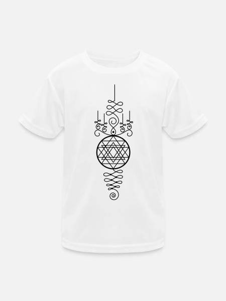 Goldenes Yant Totem – Spirituelle Geometrie - Kinder Funktions-T-Shirt - Weiß - Vorne