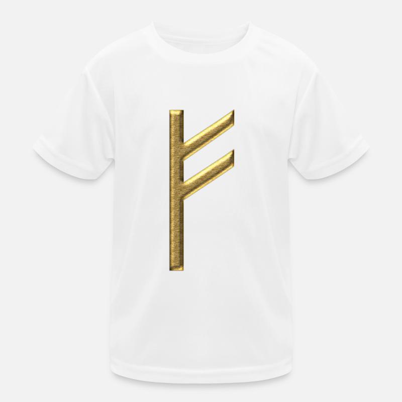 Rune Fehu - luck, prosperity & personal power Kids Functional T-Shirt