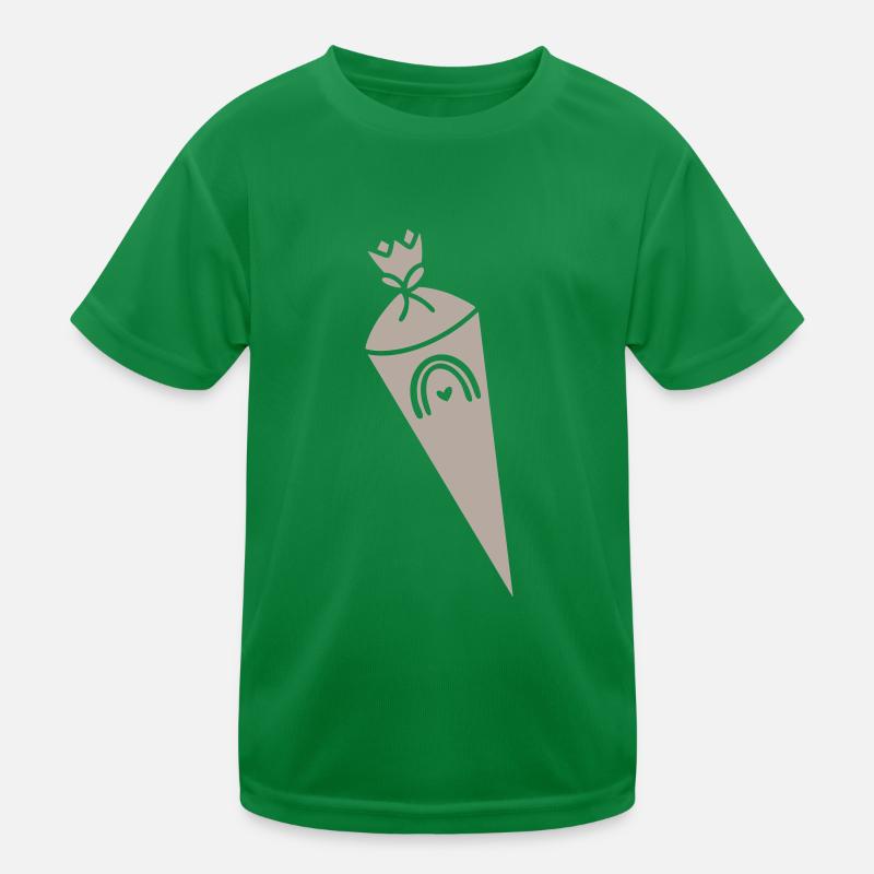 Schultüte Regenbogen einfärbig Kinder Funktions-T-Shirt