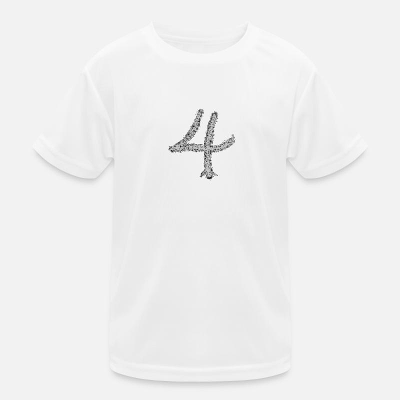 Nummer 4 - Kinder Funktions-T-Shirt - Weiß