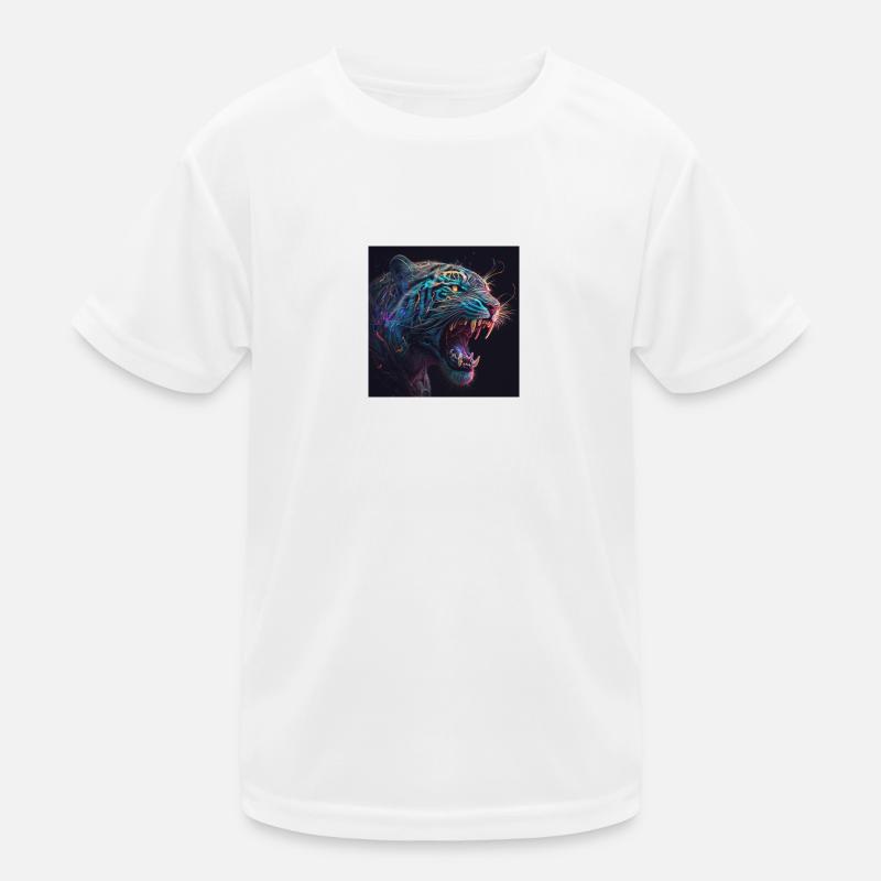 Farbiger Tiger / Säbelzahntiger, EINZIGARTIG Kinder Funktions-T-Shirt