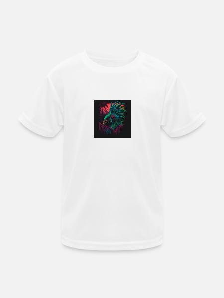 Peacock with neon colors, synthwave / 80s - Kids Functional T-Shirt - white - Front