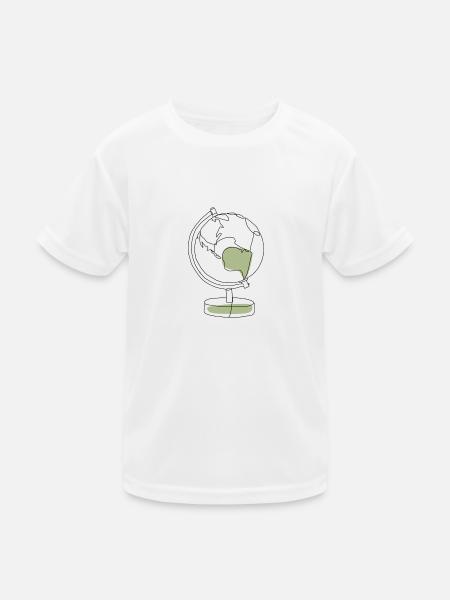 Weltkugel Südamerika grüner Lineart Kontinent - Kinder Funktions-T-Shirt - Weiß - Vorne