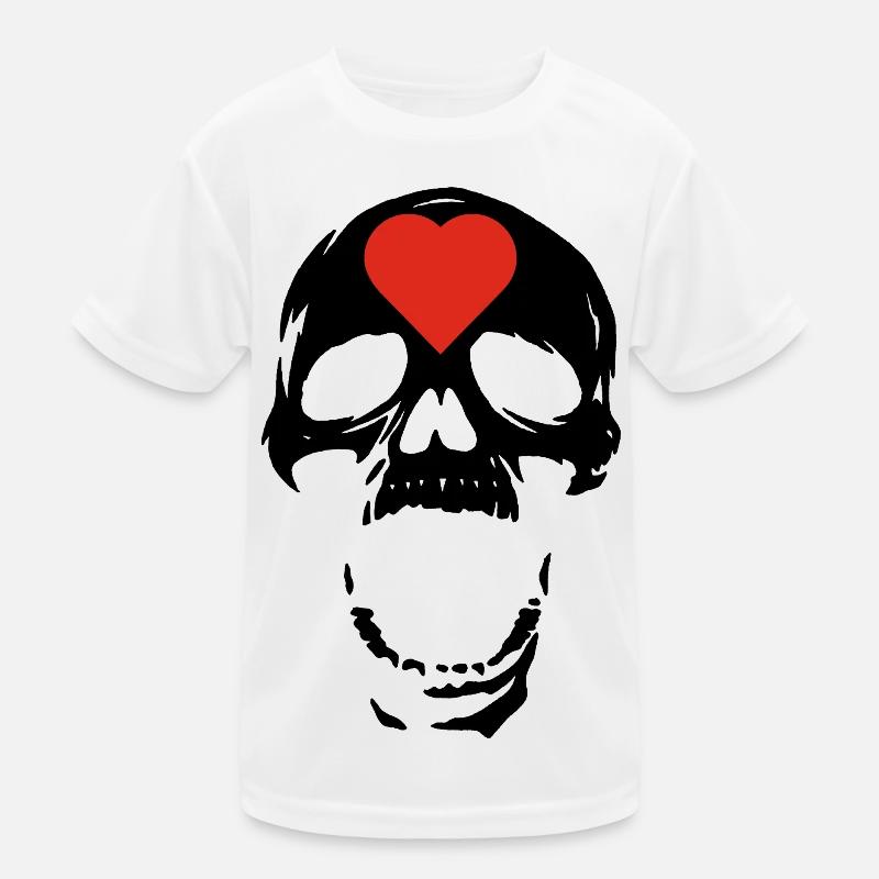 Der schwarze Schädel und das Herz Kinder Funktions-T-Shirt