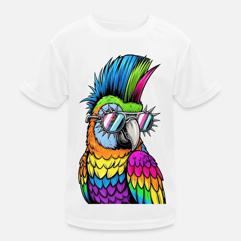 Farbenfroher Disco-Parrot mit Sonnenbrille Kinder Funktions-T-Shirt