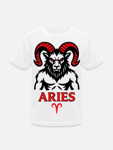 Signe du zodiaque Bélier avec symbole de cornes - T-shirt sport Enfant - blanc