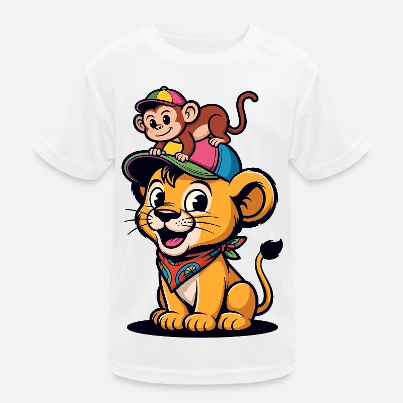 Süßer Löwe und Affe – Beste Freunde Kinder Funktions-T-Shirt
