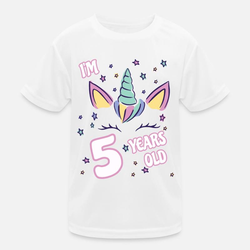 Kinder Einhorn Geburtstag 5 Jahre Kinder design Kinder Funktions-T-Shirt