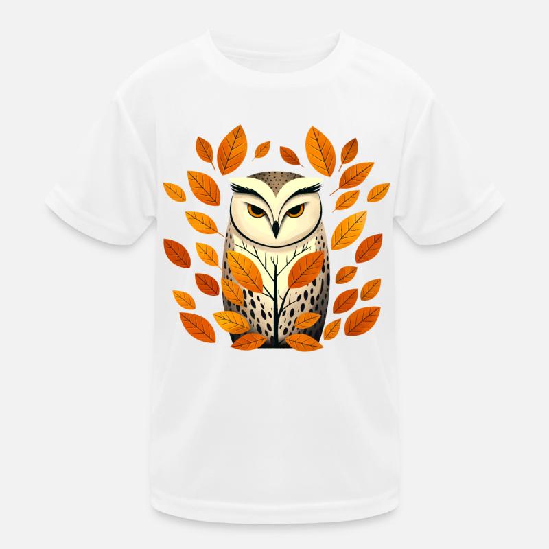 Eule und Herbstblätter Kinder Funktions-T-Shirt