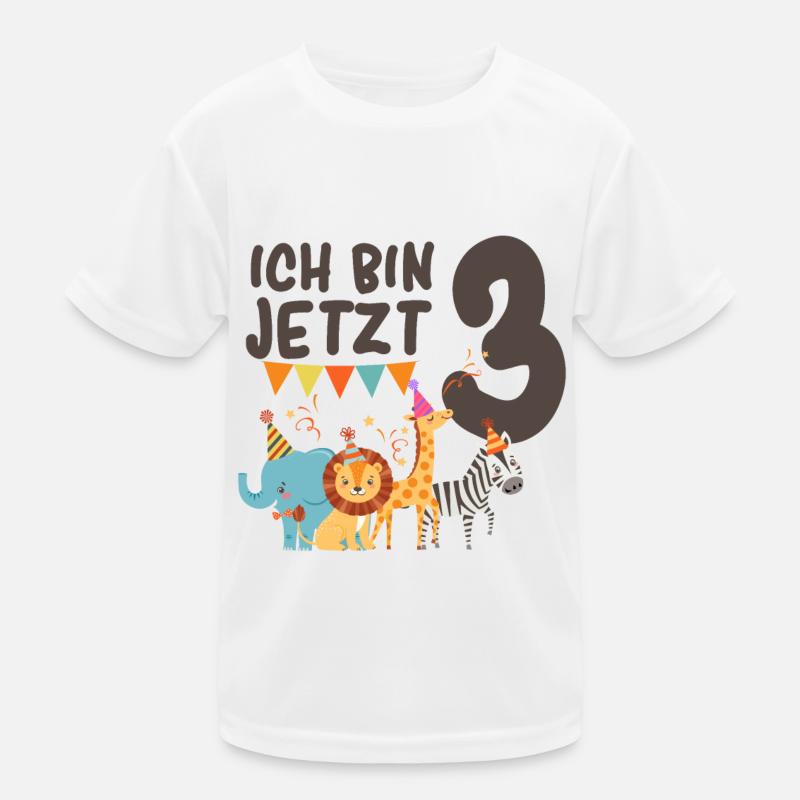 3. Geburtstag Zoo - Kinder Funktions-T-Shirt - Weiß